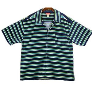 Union Bay Shirt Men's L Velour Beach Soft Button-Up Short Sleeve Striped